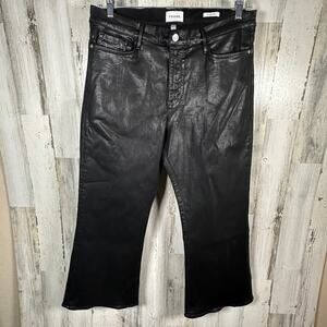 FRAME Le Crop Mini Boot Coated Black Jeans – Size 34 – High-Rise – MSRP $258